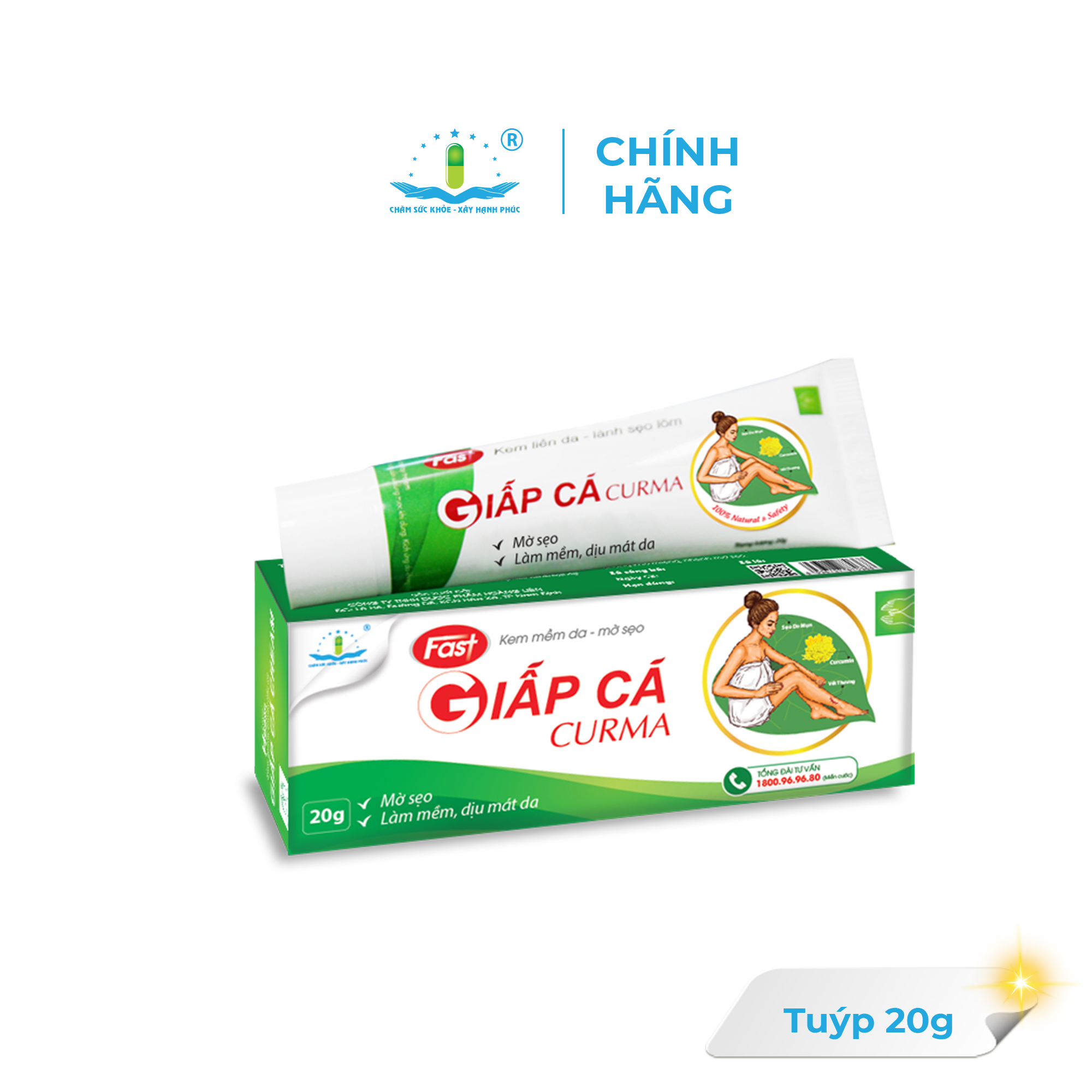 Kem fast giấp cá curma mềm da, mờ sẹo lõm, sẹo bỏng, sẹo do mụn trứng cá, dịu mát da