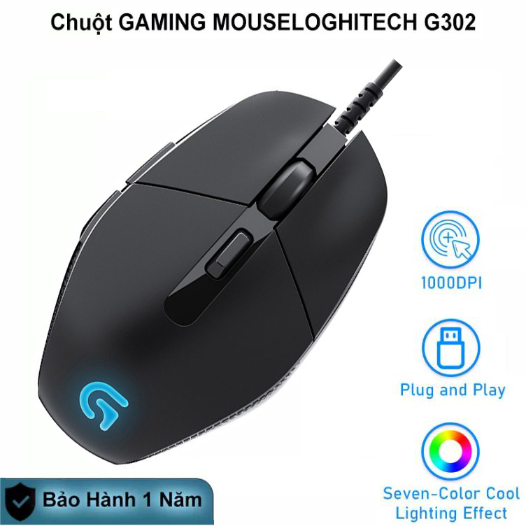 Chuột chơi game,chuột máy tính chuột quang logitech g302 gaming loitech g302 chuột laptop pc mouse chơi game văn phòng chất lượng cực cao cấp có đèn led đổi màu bh 12 tháng