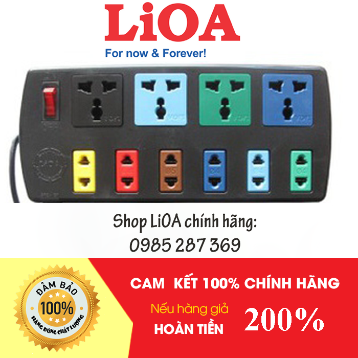 Ổ cắm kéo dài đa năng kết hợp LiOA - 2200W 10 ổ cắm. Dây dài  3m/5m