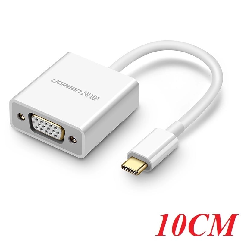 Ugreen 50511 10cm màu trắng bộ chuyển đổi type c sang vga vỏ bọc nhựa cao cấp cm140