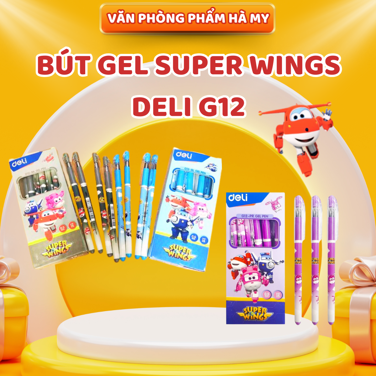Hộp 12 cây bút gel deli super wings g12 nét 0.5mm