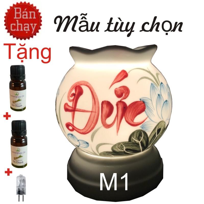 GIÁ SốC Đèn Xông Tinh Dầu Gốm Bát Tràng + Tặng 2 chai tinh dầu nguyên chất 10ml +tặng kèm 1 bóng dự phòng