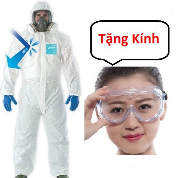 Tặng kính quần áo bảo hộ chông hóa chát chinh hang ansell cao câp, bền bỉ, thoáng mát dùng khi phun thuoc trừ sâu và hóa chất