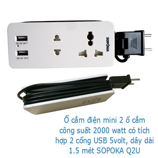 Ổ cắm điện sạc tích hợp q2u sopoka cam kết hàng đúng mô tả chất lượng đảm bảo an toàn đến sức khỏe người sử dụng