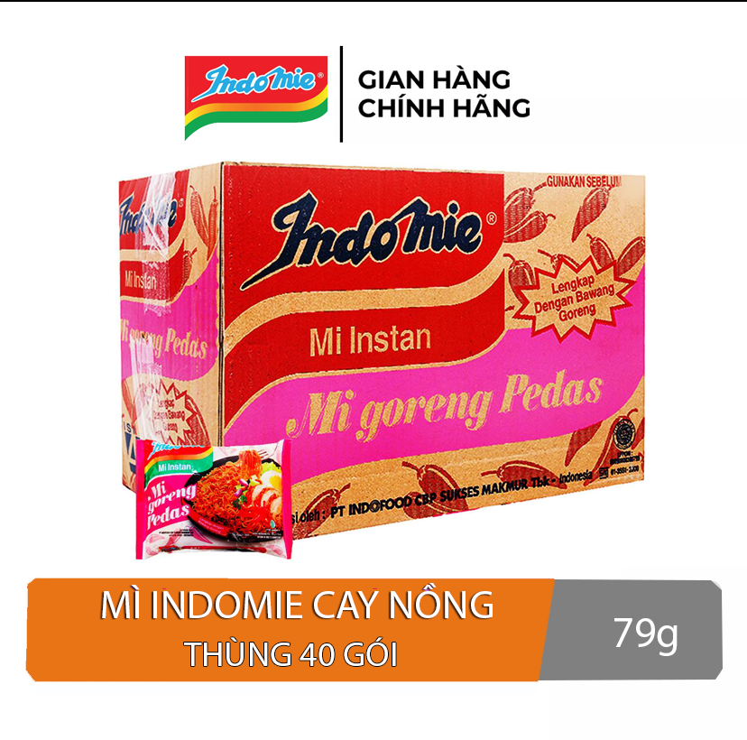 Mì xào khô Indomie Mi Goreng (thùng 40 gói) vị cay nồng loại 79g