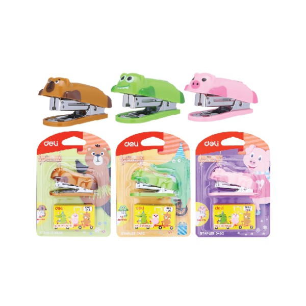 Dập Ghim MiNi Hình Con Chó con cá sấu Con Heo Dễ Thương Tặng kèm Hộp Đạn