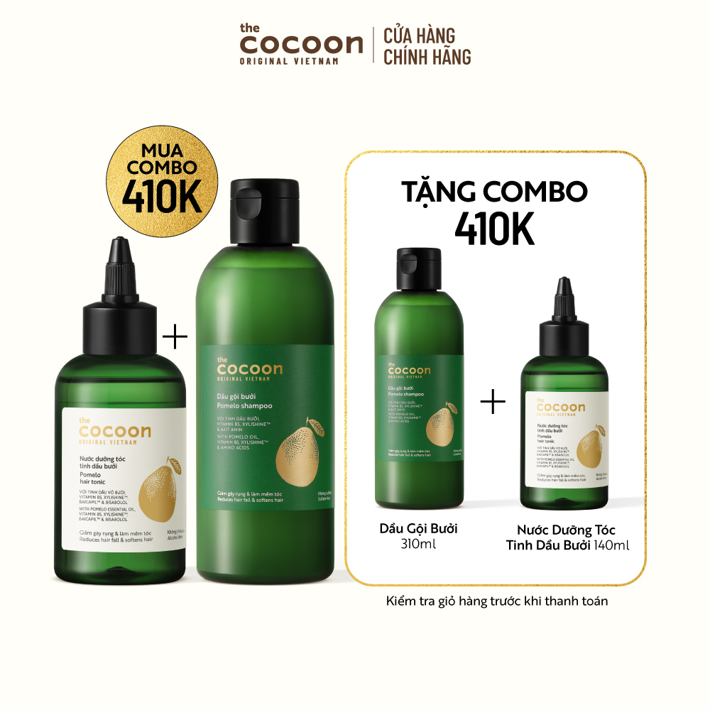 Special combo dầu gội bưởi cocoon 310ml + nước dưỡng tóc tinh dầu bưởi 140ml tặng dầu gội bưởi cocoon 310ml + nước dưỡng tóc tinh dầu bưởi 140ml