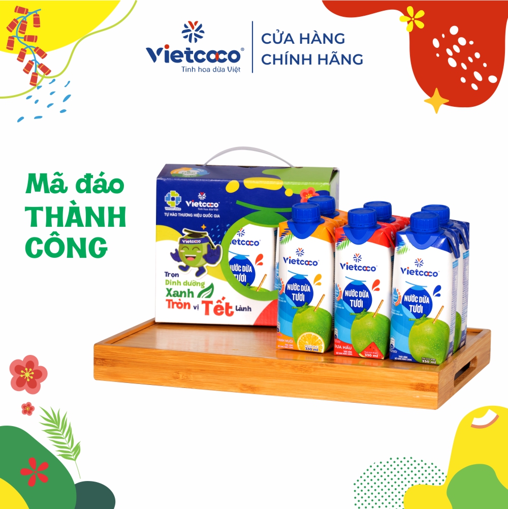[Tết 2024. Combo 09 Mã Đáo Thành Công] Combo 6 hộp nước dừa Vietcoco UHT Vietcoco 330ML