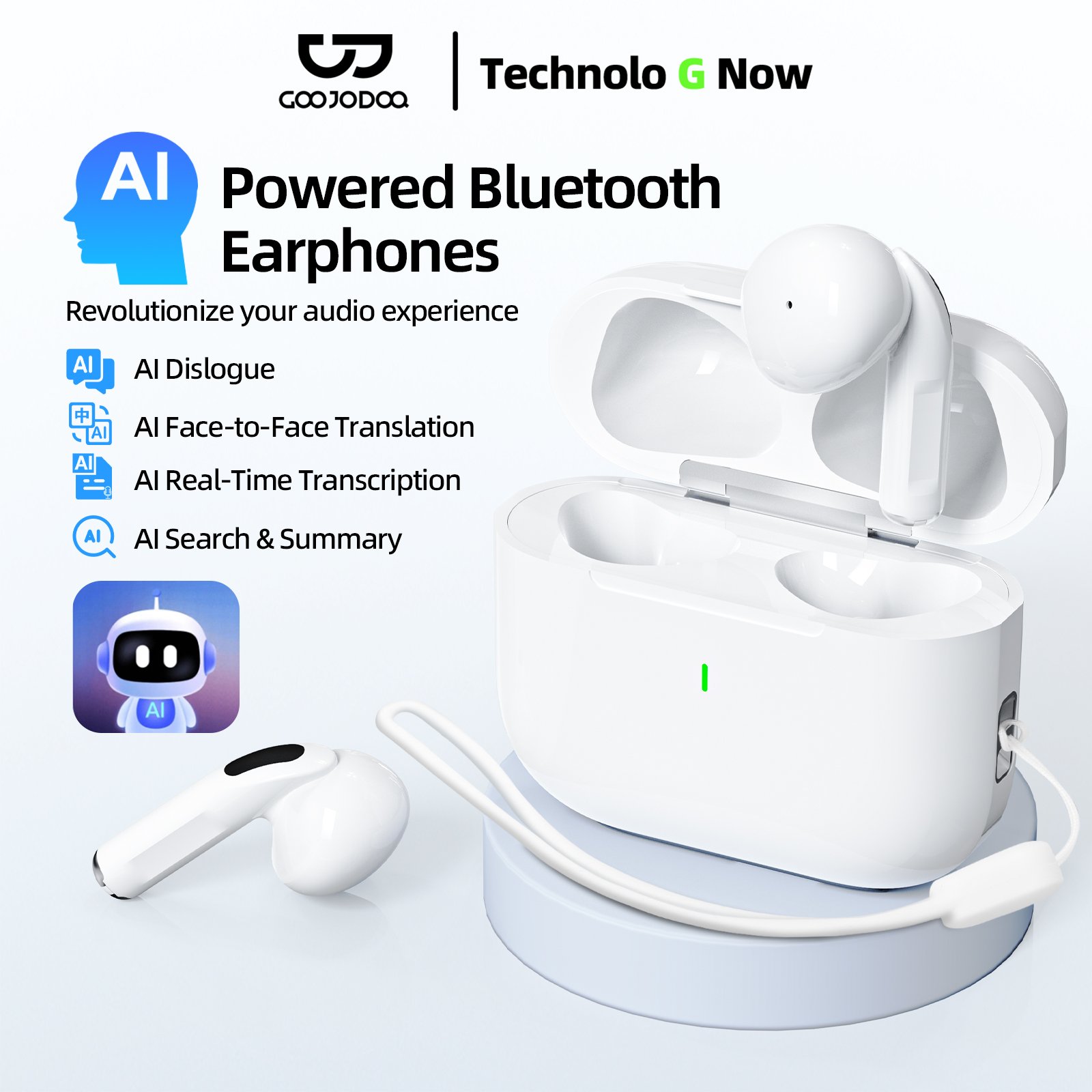 Tai nghe bluetooth GOOJODOQ TWS 2025 Công nghệ mới nhất Hỗ trợ AI Translator/hội thoại,giảm tiếng ồn,Âm thanh nổi, Pin Trâu