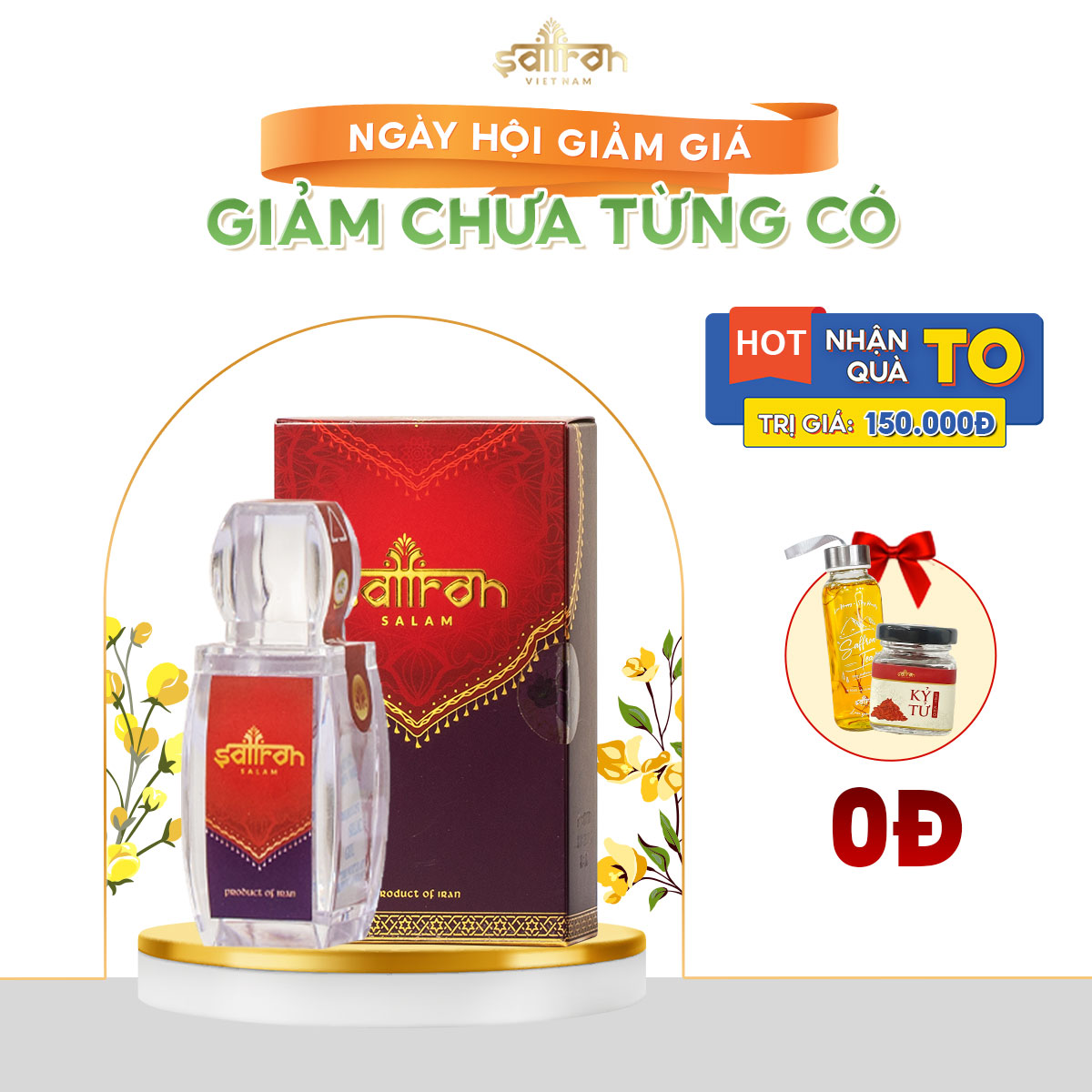 Saffron nhụy hoa nghệ tây Salam Iran chính hãng super negin thượng hạng hộp 1 gram