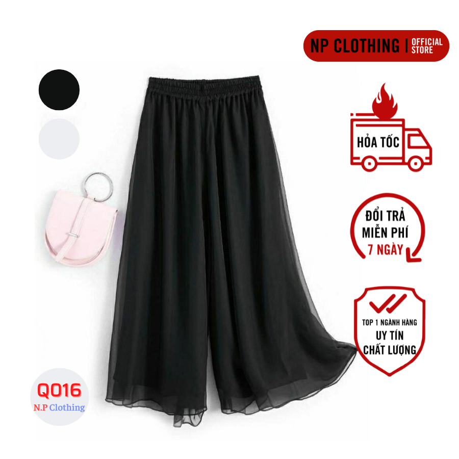 Quần voan trung niên q016 mẫu quần dài nữ ống rộng phong cách chất voan lụa cao cấp thời trang trung niên np clothing