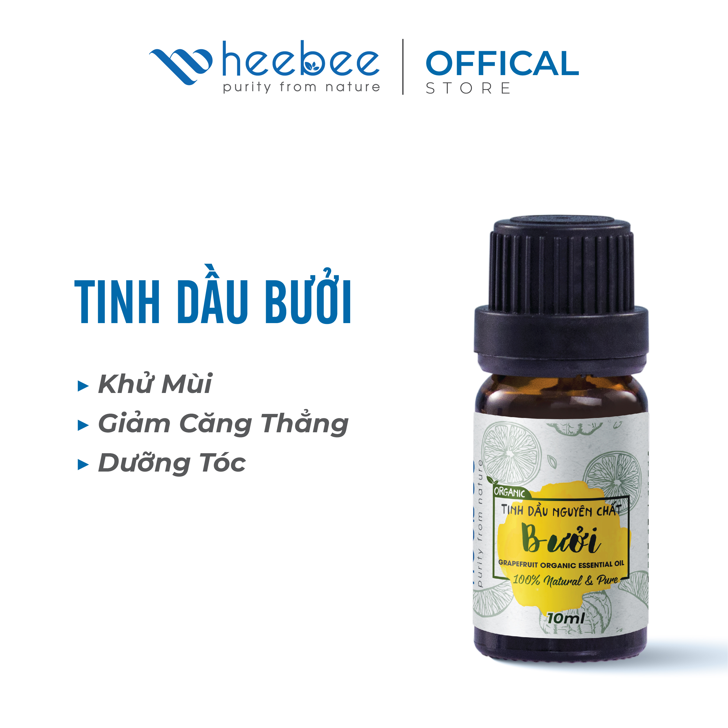 Tinh dầu Bưởi Heebee chiết xuất từ 100% bưởi thiên nhiên, nguyên chất 10ml