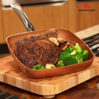 Chảo vuông SUPER CHEF tráng men Caramic cao cấp đáy từ 24cm
