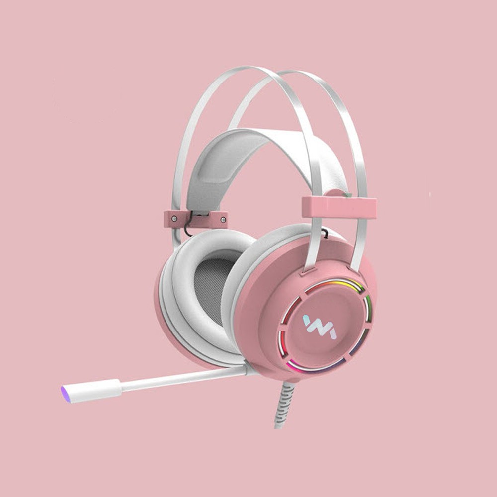 Tai nghe gaming wangming 9800 pink âm thanh 7.1 jack usb - tai nghe màu hồng