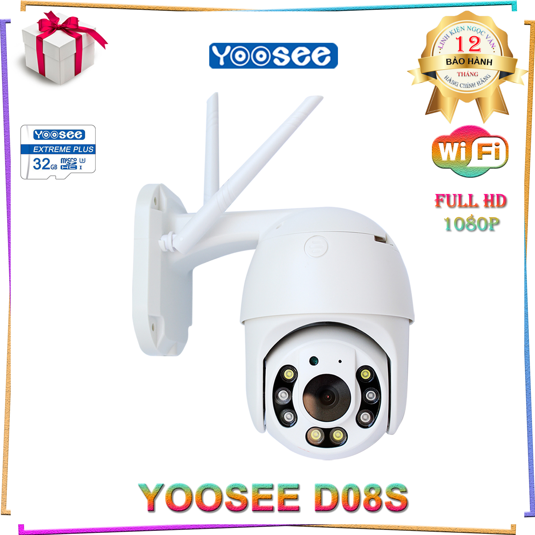 Camera Ip Wifi Ngoài Trời Yoosee GW-D08S 2.0 MP Full HD1080P - Ban Đêm Có Màu - Tặng Kèm Thẻ Nhớ Yoosee