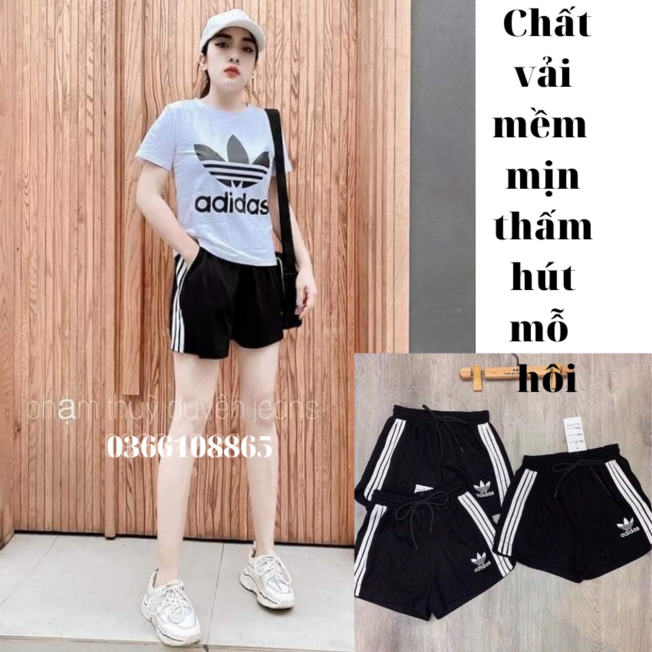 Quần short 3 sọc adidas, quần đùi thể thao umi fa46