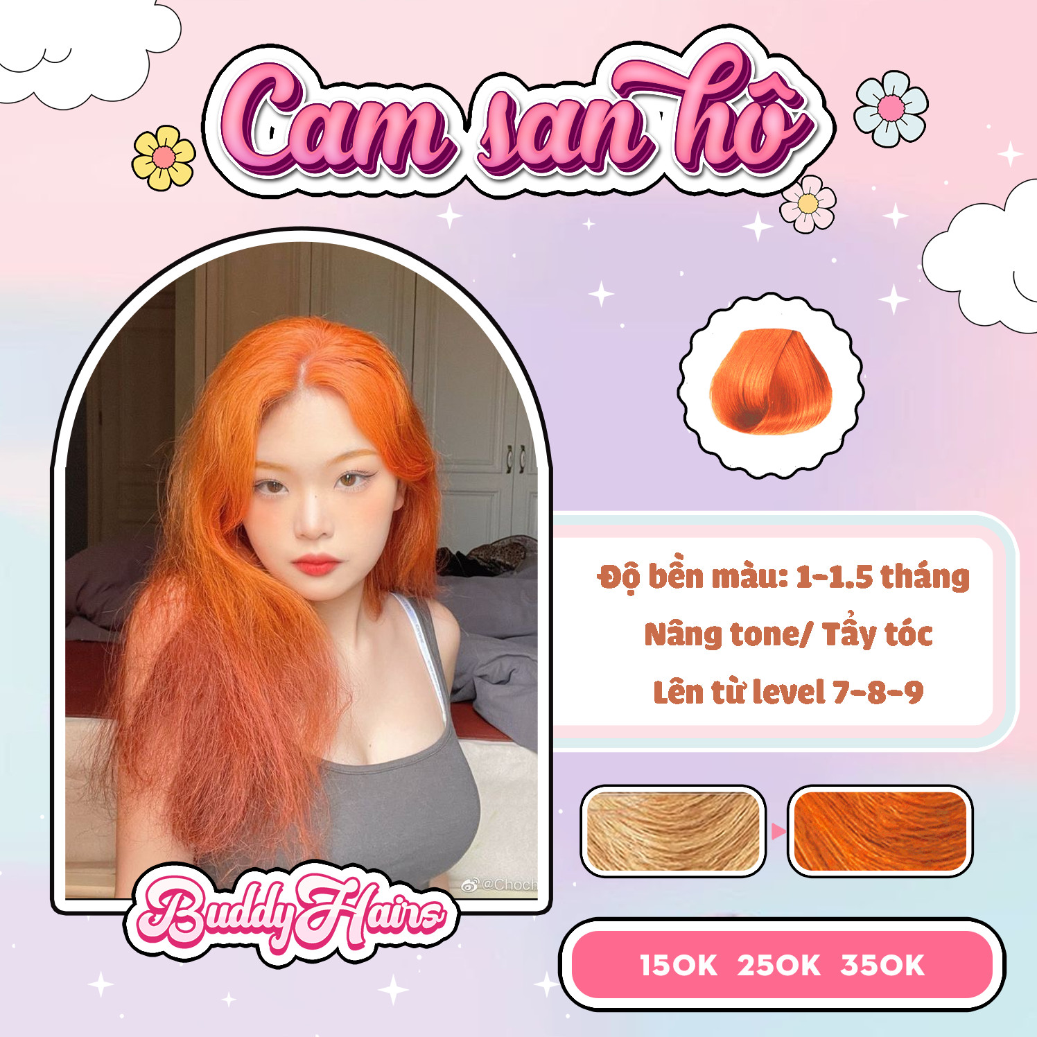 Thuốc nhuộm tóc Cam san hô / Cam sáng set đã bao gồm Thuốc nâng tone tóc của Buddyhairs , Buddyhair , Buddy.hairs