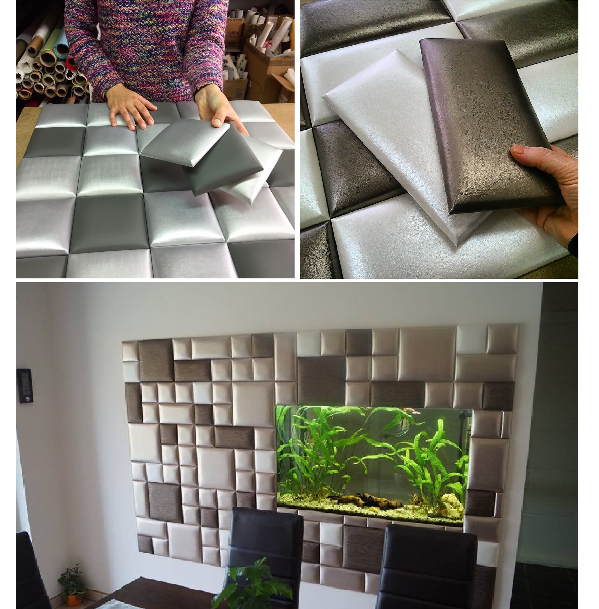 Tấm dán tường da tranh trí nhà cửa và dán tường nệm da phòng ngủ - Tấm Nệm Bọc Da Gắn Đầu Giường