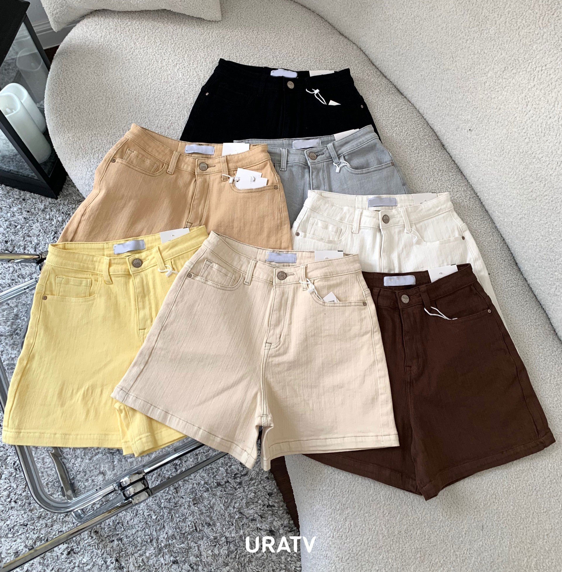 L ảnh thật-có sẵn l short basic lưng cao co giãn mã z