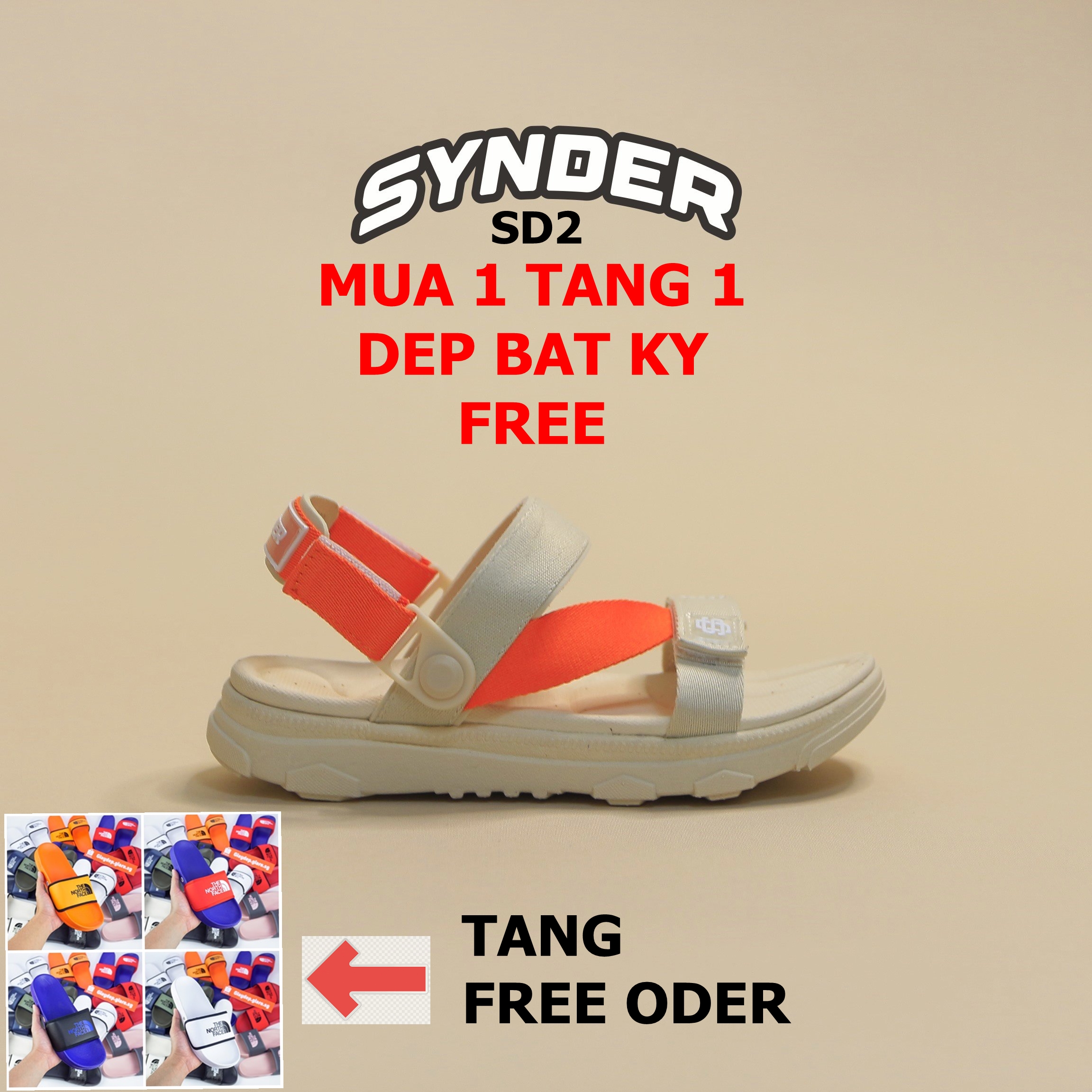 Fullbox-Sandal SYNDER phiên bản nâng cấp SD2-Màu be cam