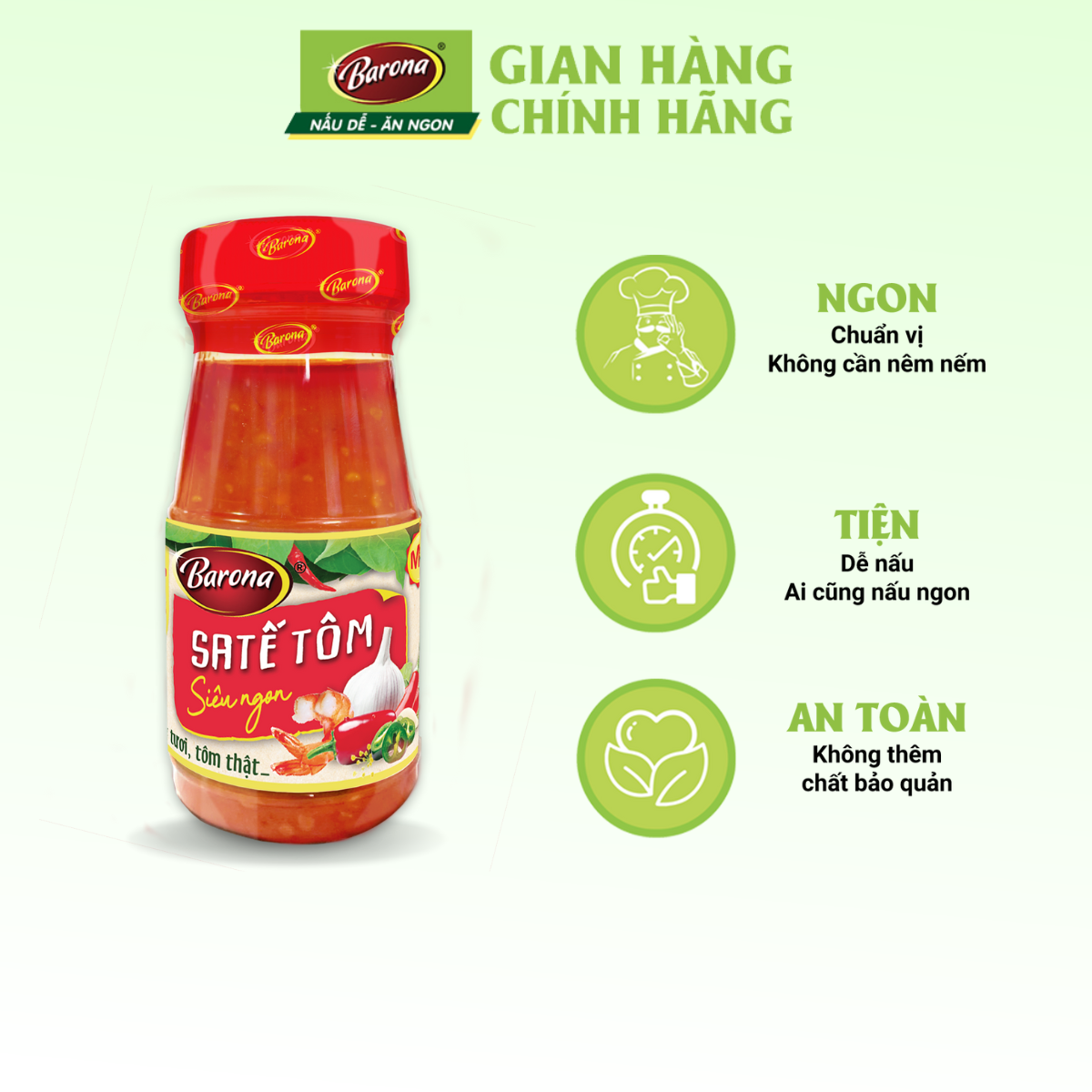 Sa tế Tôm Siêu Ngon Barona 110g chiết xuất từ ớt tươi và tôm thật
