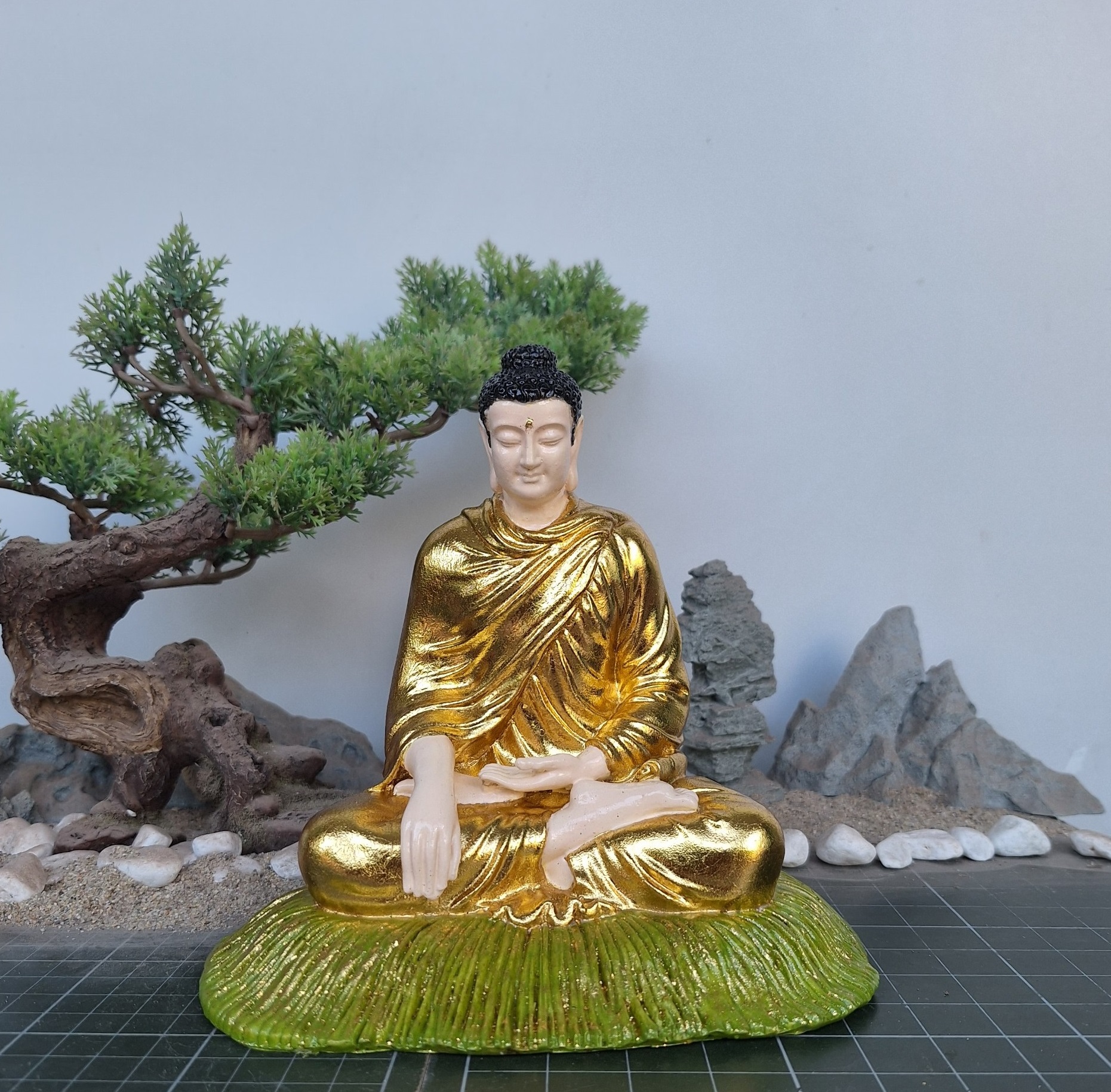 Tượng phật bổn sư thích ca mâu ni, phật đức thích ca cao 22cm trang trí nhà cửa thờ phật, cây cảnh, bể cá, sân vườn...