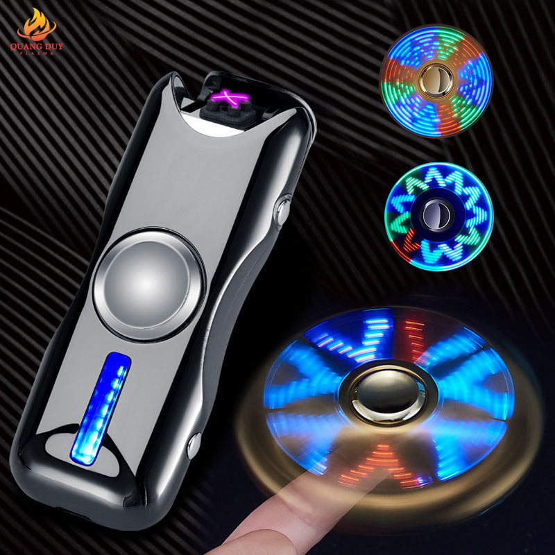 [HCM]Bật lửa điện tử sạc pin công nghệ đánh lửa tia điện plasma tích hợp trục xoay tạo hiệu ứng led 3D độc lạ