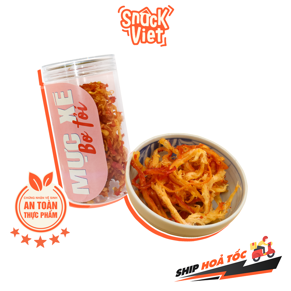 Mực xé bơ tỏi thợ sấy - hũ 200g đồ ăn vặt sài gòn cực ngon, cực rẻ