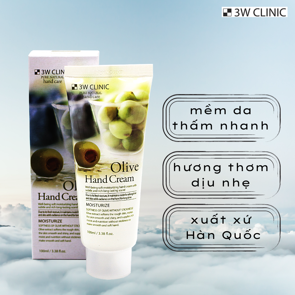 Kem dưỡng da tay Olive 3W Clinic Olive Hand Cream 100ml