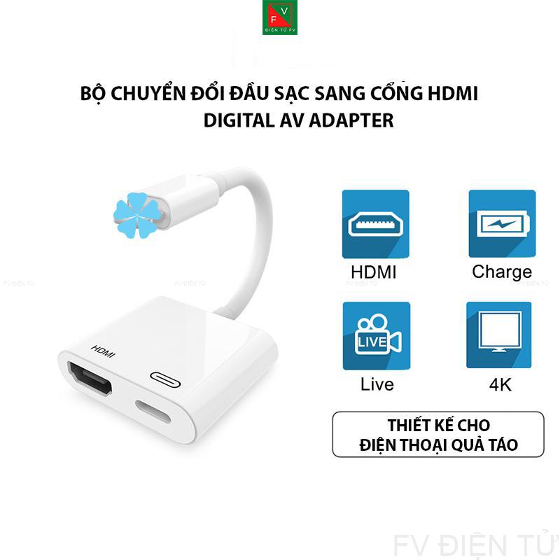 Cáp chuyển đổi lightning sang hdmi, hiển thị từ điện thoại sang máy chiếu, tv