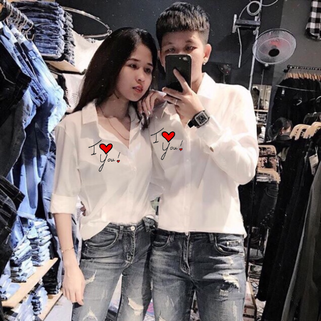 Áo sơ mi cặp đôi nam nữ siêu hot thích hợp cho các cặp đôi-giá 1 áo