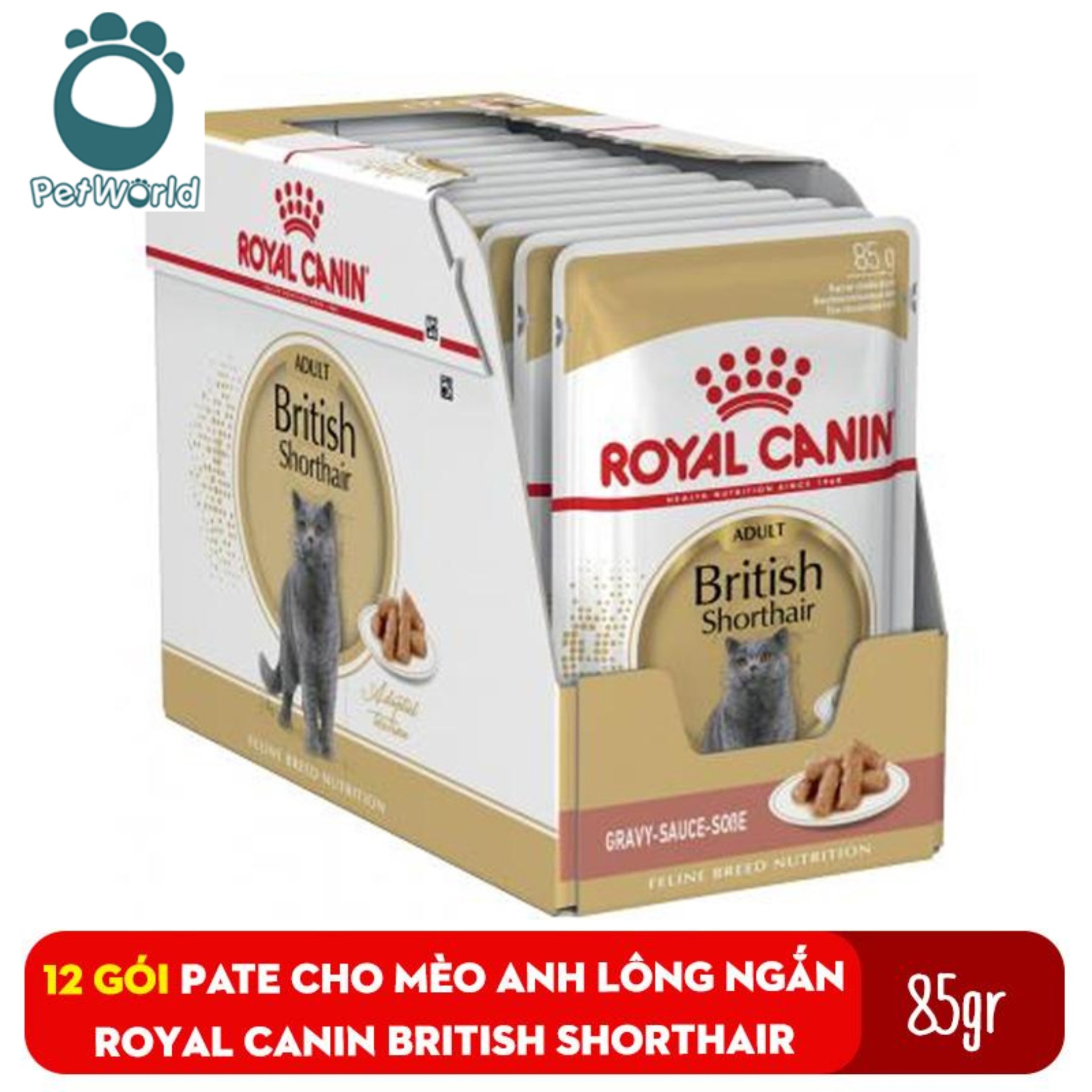 1 hộp 12 Gói Thức ăn Pate cho mèo Anh lông ngắn Royal Canin British Shorthair 85gr