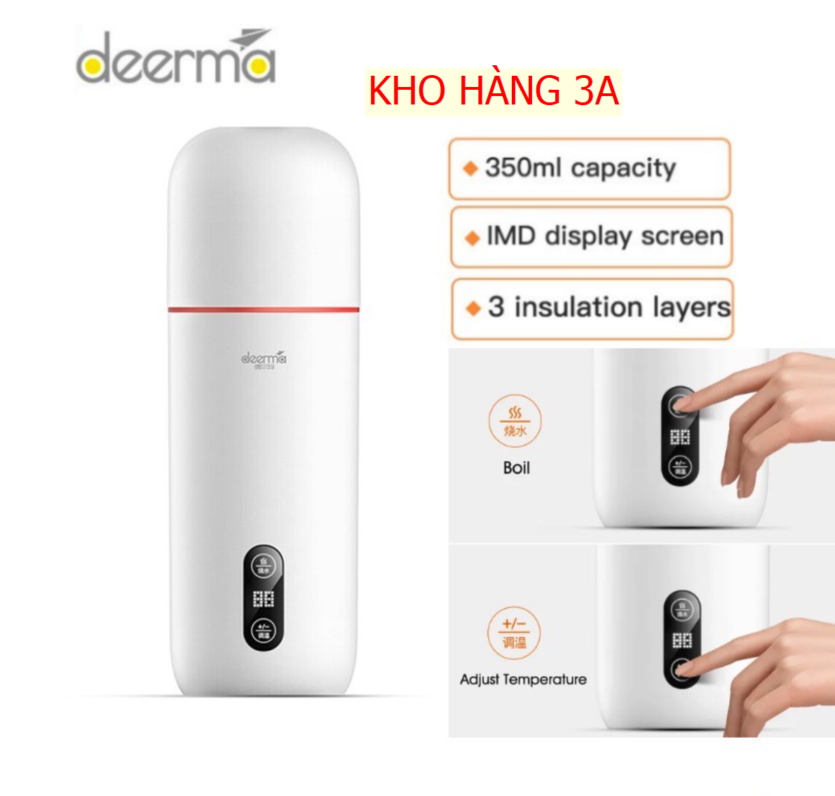 Bình đun nước giữ nhiệt Deerma DR035/DR035S portable electric water bottle