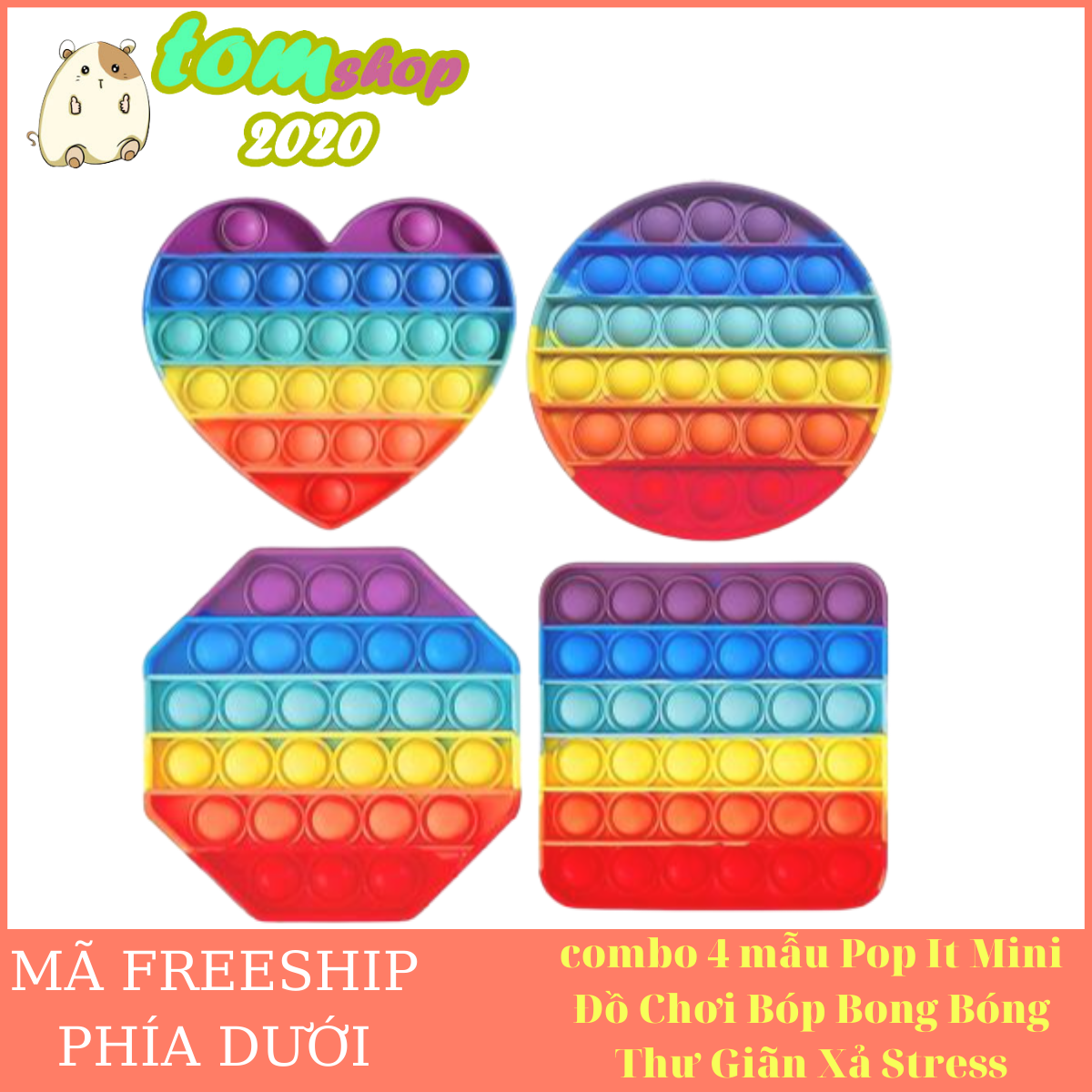 combo 4 mẫu Pop It Mini Đồ Chơi Bóp Bong Bóng Thư Giãn Xả Stress