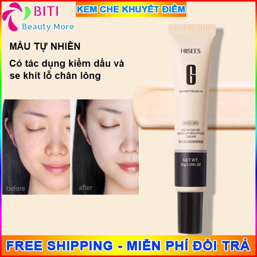 [MẪU MỚI] Kem lót che khuyết điểm HIISEES chính hãng Biti Shop chiết xuất tự nhiên, lớp kem lót mỏng nhẹ như sương làm sáng tông màu da, ko gây bí lỗ chân lông - Mỹ phẩm nội địa Trung BitiShop