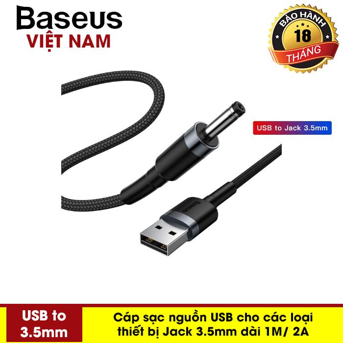 Cáp sạc Baseus USB to jack 3.5mm sạc nhanh cho các loại đèn loa và đồ điện tử gia dụng - Phân phối bởi Baseus Vietnam