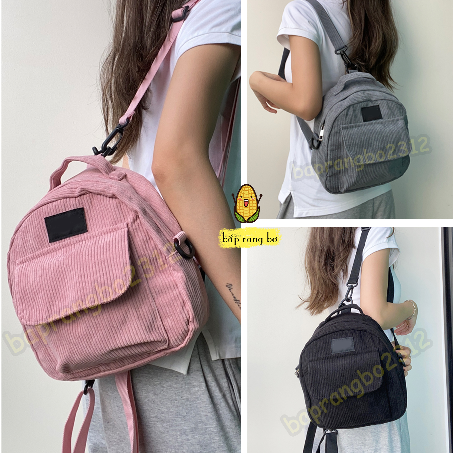 Balo nhung mini siu cute mang đi học đi chơi unisex bl02