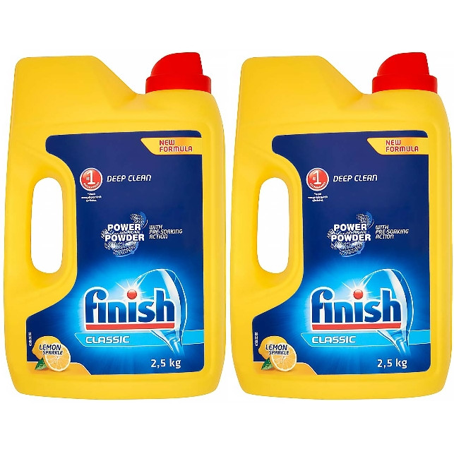 2 can bột rửa bát Finish 2.5kg dùng cho máy rửa bát