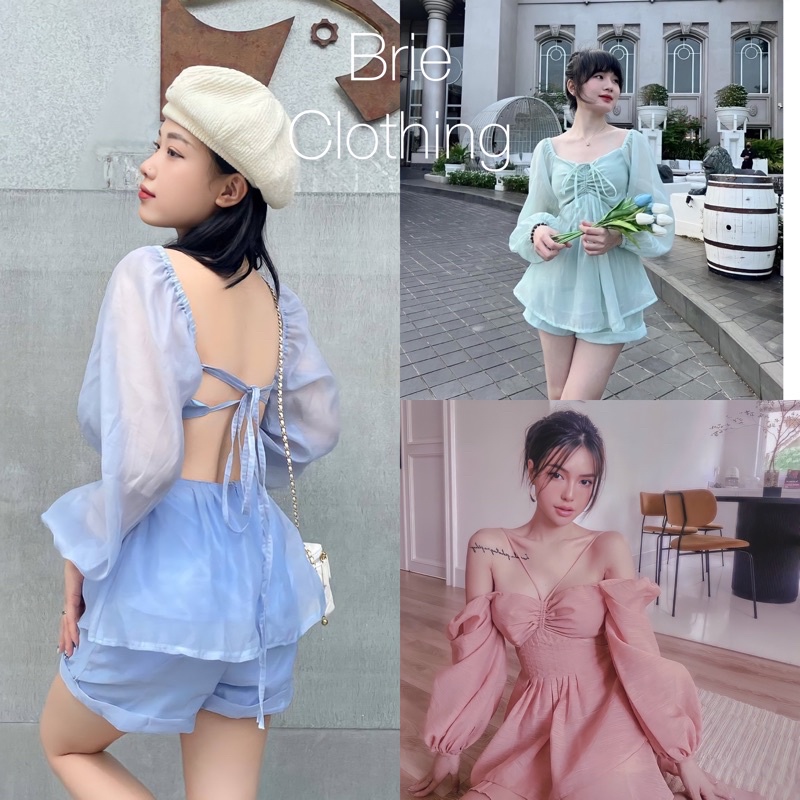 246 - set áo peplum brie clothing rớt vai rút + short
