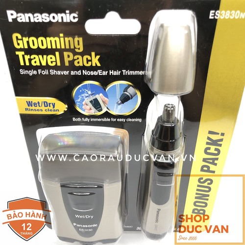 Set máy cạo râu Panasonic ES3830NC cùng máy tỉa lông mũi mini du lịch bỏ