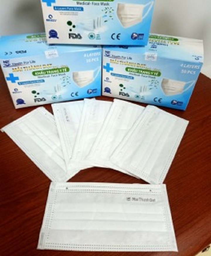 [HCM]Khẩu trang y tế 4 lớp MAITHANHDAT ( 1 hộp / 50 cái )- MÀU TRẮNG