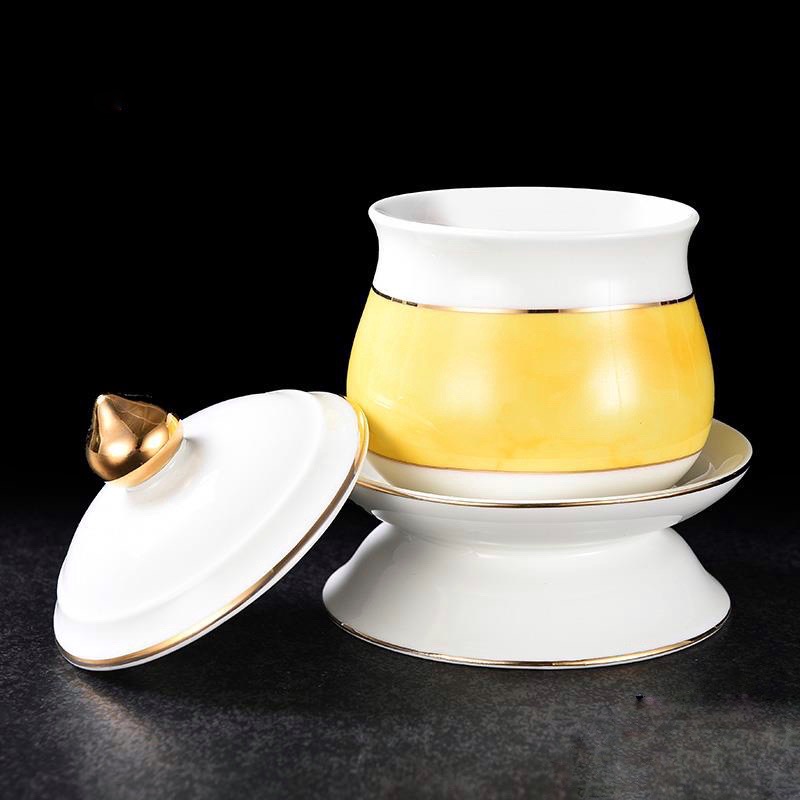 Chung nước cúng sứ trắng vân vàng, chum nước có nắp thờ cúng thần tài thổ địa, gia tiên