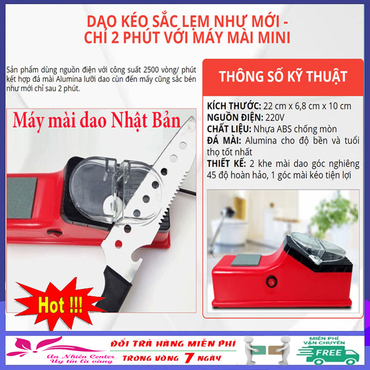 Dụng cụ mài dao đa năng sử dụng điện - Máy mài dao kéo mini đá mài Alumina công nghệ Nhật Bản an toàn, tiện dụng