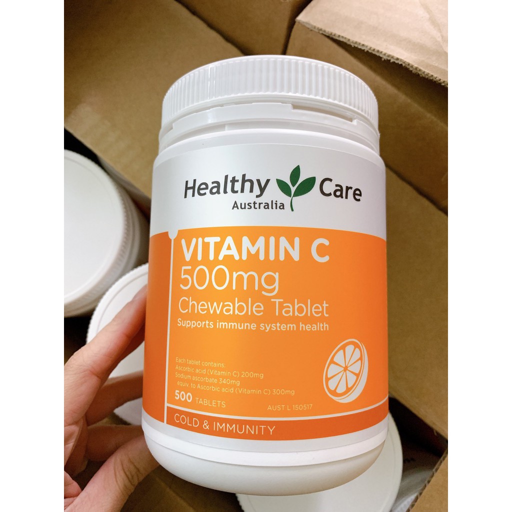 Viên nhai vitamin C Healthy Care 500 viên ( Mẫu mới )