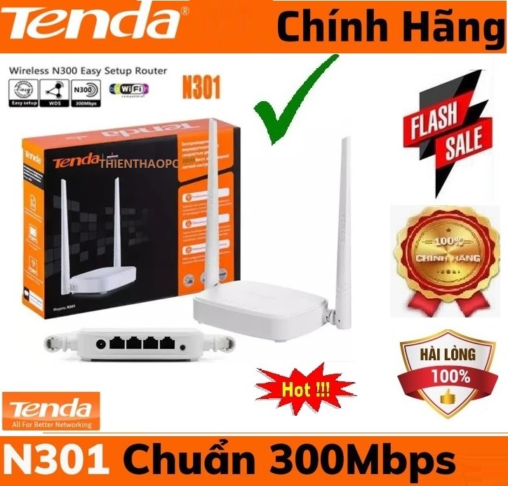 Bộ phát sóng Wifi Tenda N301 Chuẩn N 300Mb (Trắng) Hàng Mới Chính Hãng BH36T