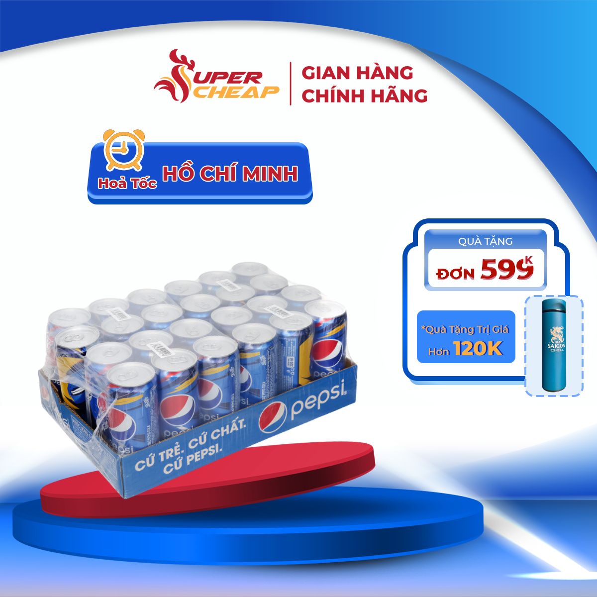 Lốc 24 Lon Nước Ngọt Giải Khát Có Ga Pepsi Cola Sleek 320ml/Lon Sale 15.2  Supercheap Chính Hãng