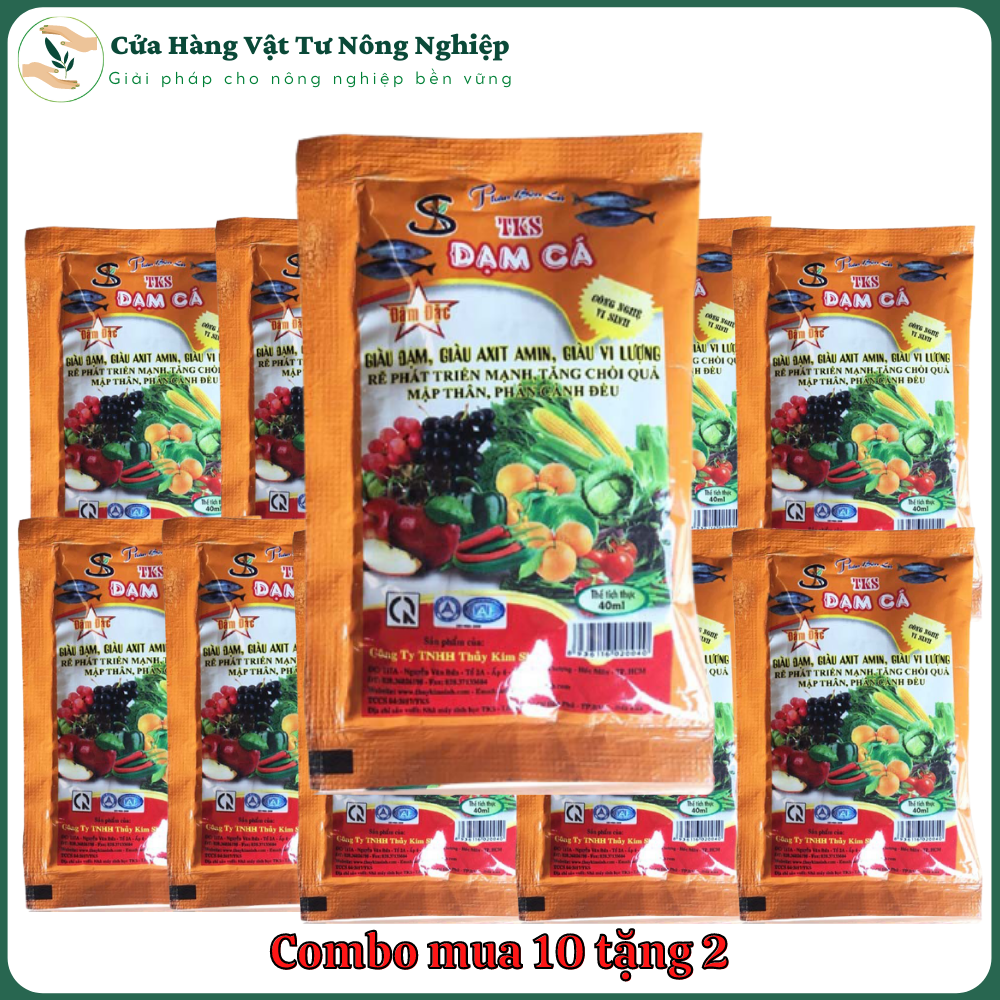 Mua 10 tặng 2: phân bón lá cao cấp tks - đạm cá túi 40ml