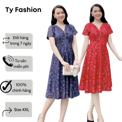 Đầm ren hoa công sở Tyfashion fullsize s-xxl phù hợp đi làm đi chơi