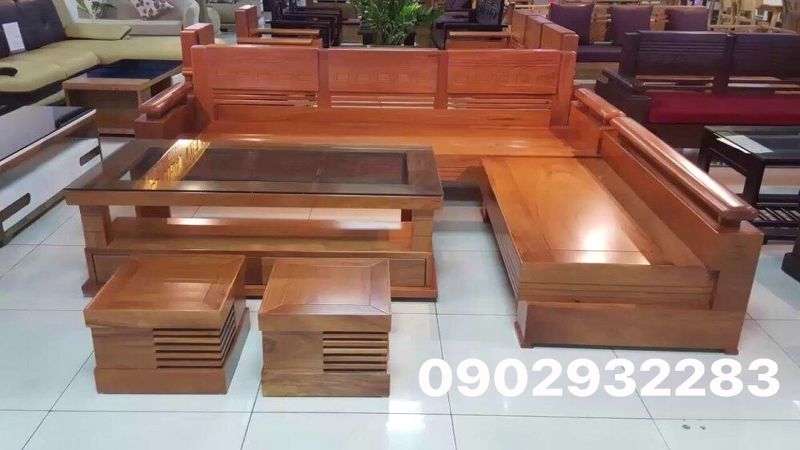 Bộ bàn ghế sofa góc gỗ sồi đức 23m x2m - l11