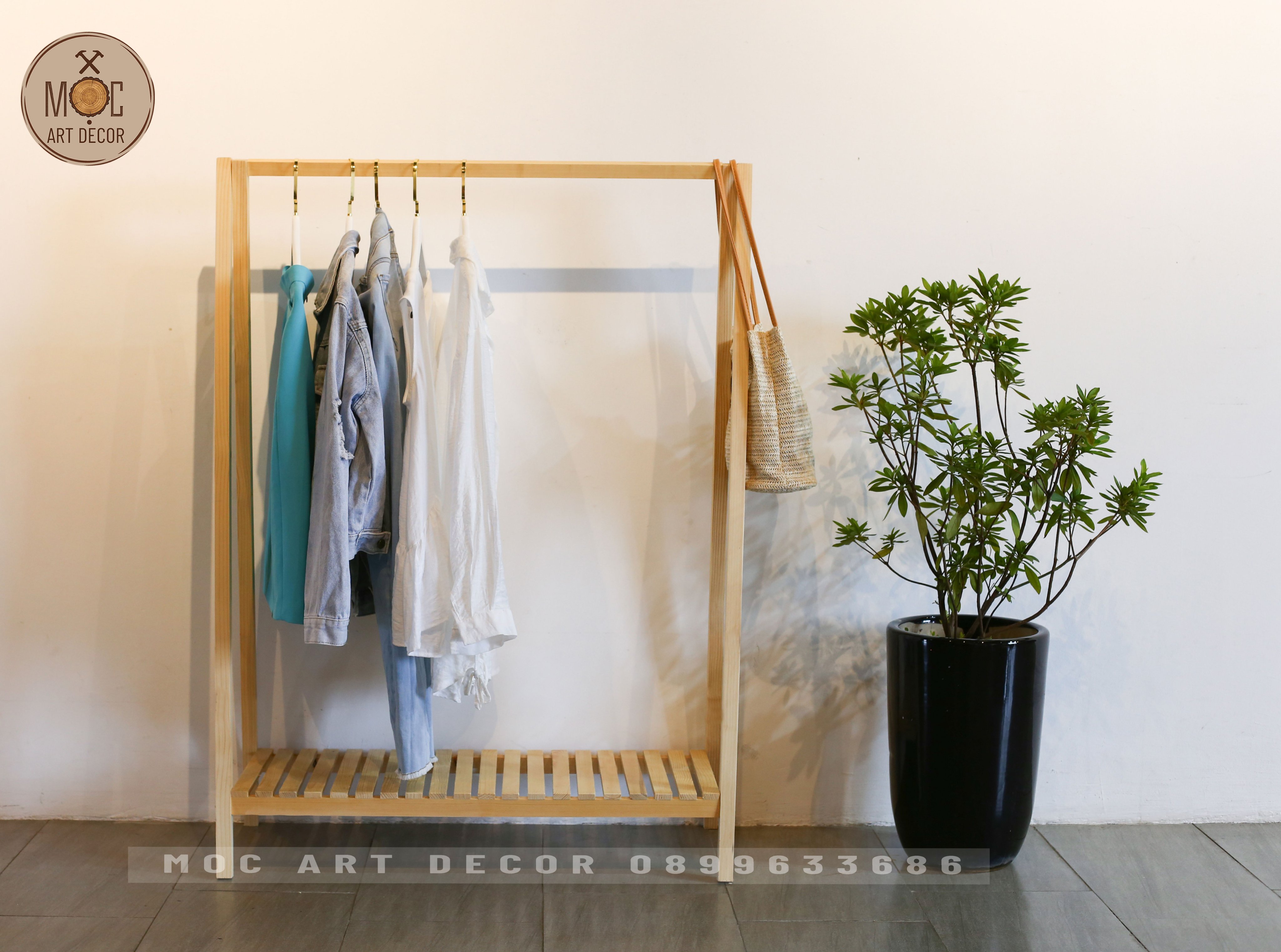 Kệ Treo Quần Áo Bằng Gỗ Thông Nhập Khẩu 1 Tầng - Kệ Chữ A